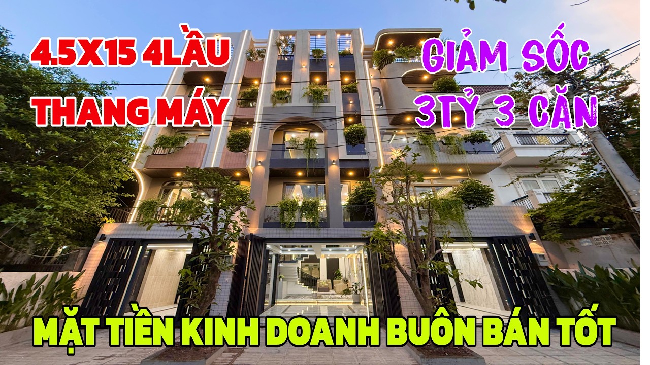 Giảm sốc 3 tỷ bán gấp 3 căn nhà mặt tiền 4.5 x 15m 4 lầu Thang Máy ĐẸP MÊ LY ở kinh doanh sát Gò Vấp