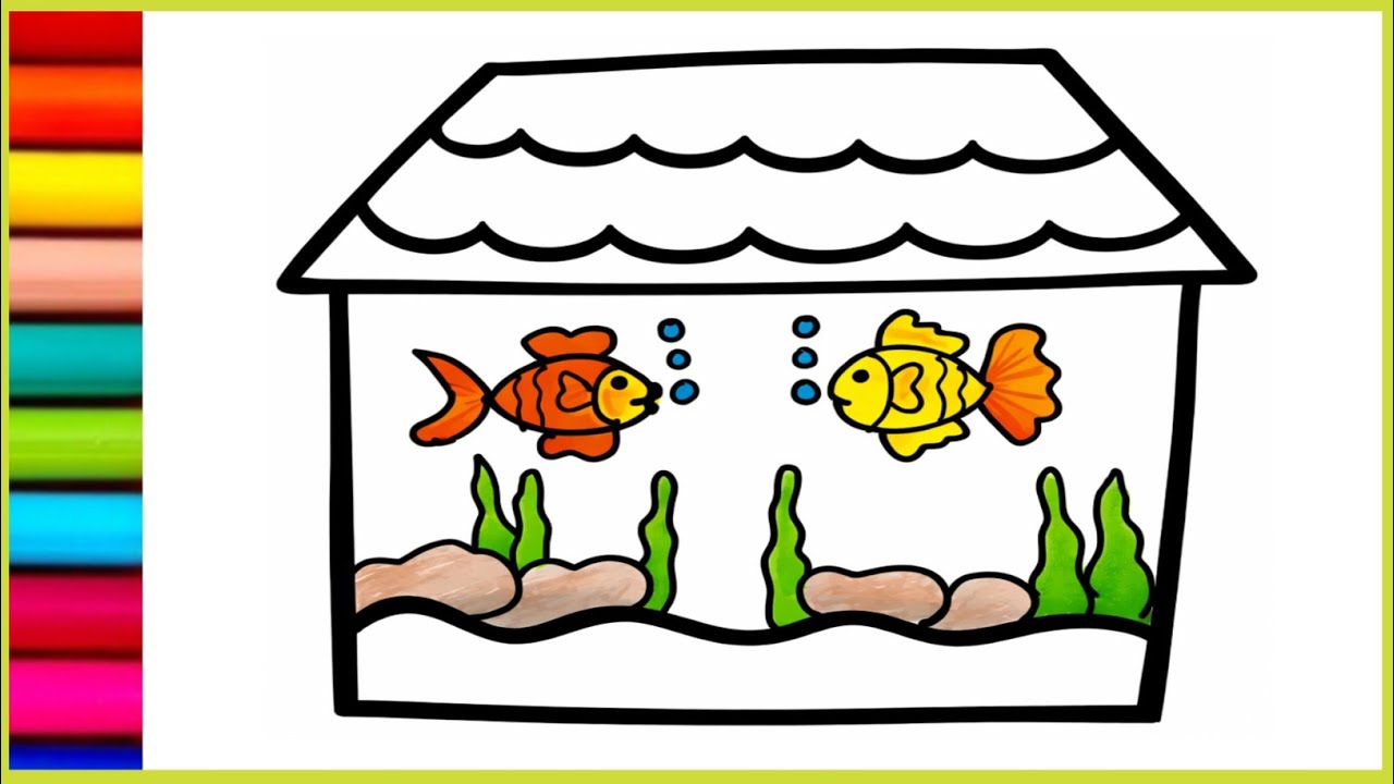 How to Draw a Fish House🐠🏠  Beautiful fish house drawing || Easy House Drawing step by step ||