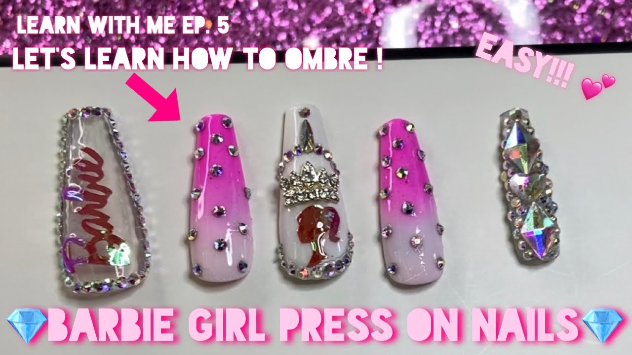 EXTRA AF Barbie press on nails | how to ombré  | vanity val