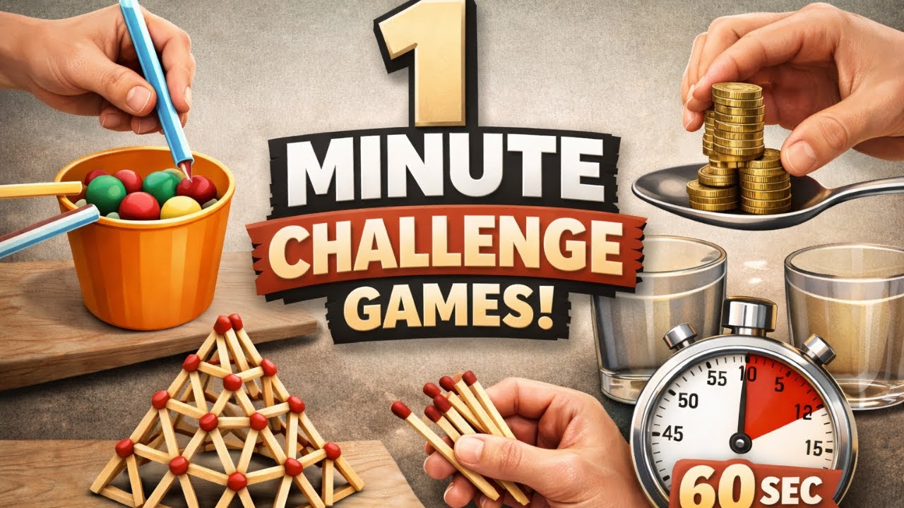 1 Minute Challenge Game 😱 | Straw, Matchstick & Spoon Challenge | Fun Game 1 मिनट में जीत पाओगे? 😲