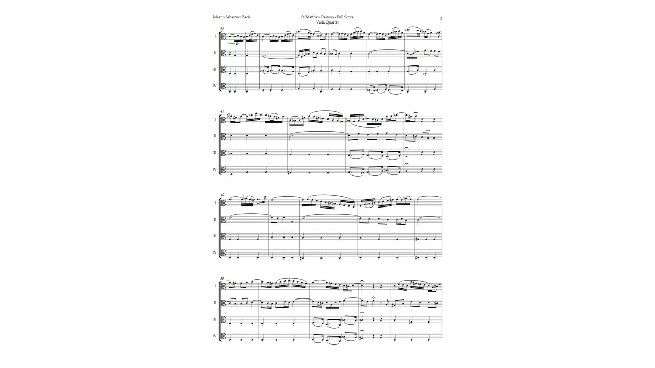 Aus Liebe will mein Heiland sterben by Bach for Viola Quartet | ARRANGEMENT