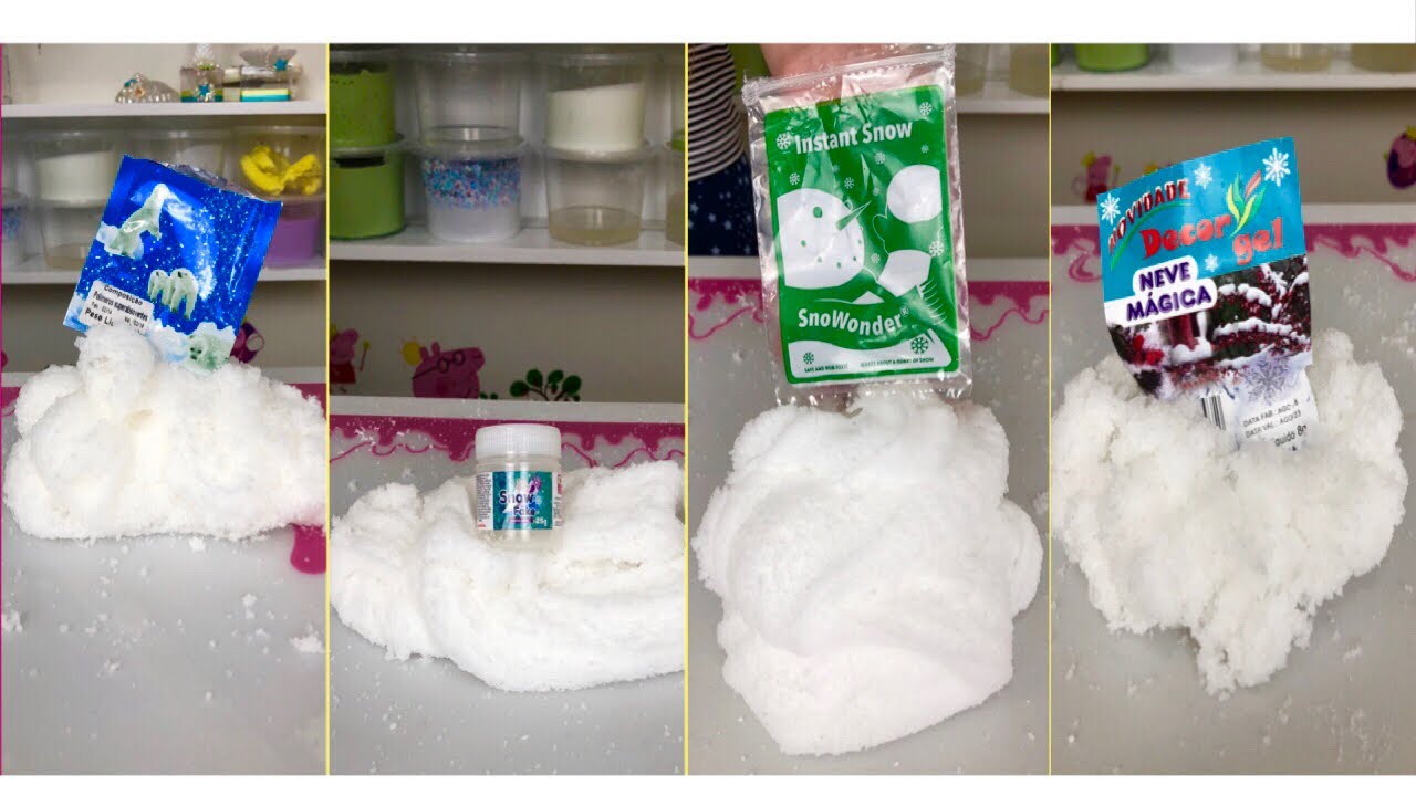 TESTEI E AVALIEI MARCAS DE NEVE ARTIFICIAL PARA FAZER CLOUD SLIME ! QUAL É A MELHOR NEVE FALSA ?