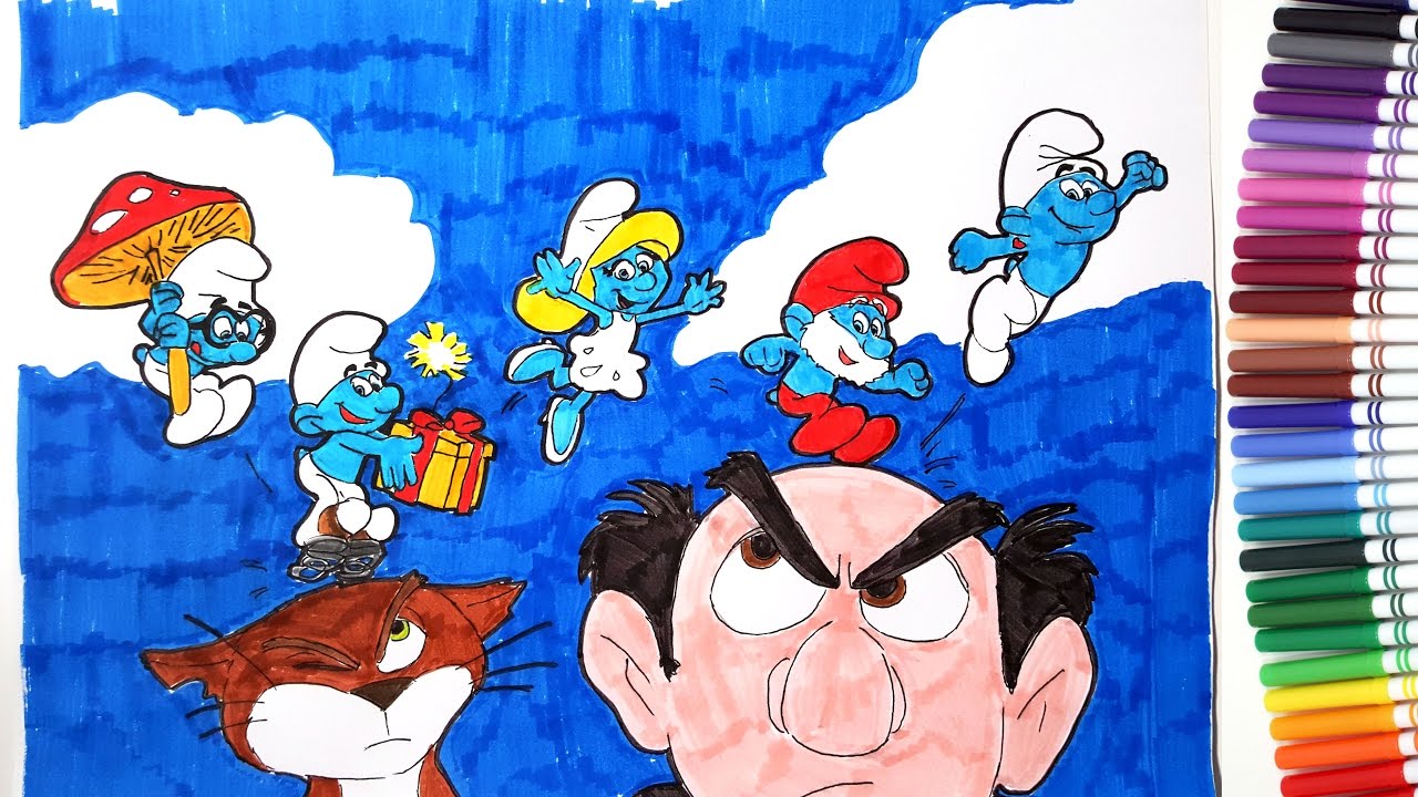 SMURFS THE LOST VILLAGE Movie Smurfette Papa Smurf Gargamel Coloring Pages Book Video for Kids