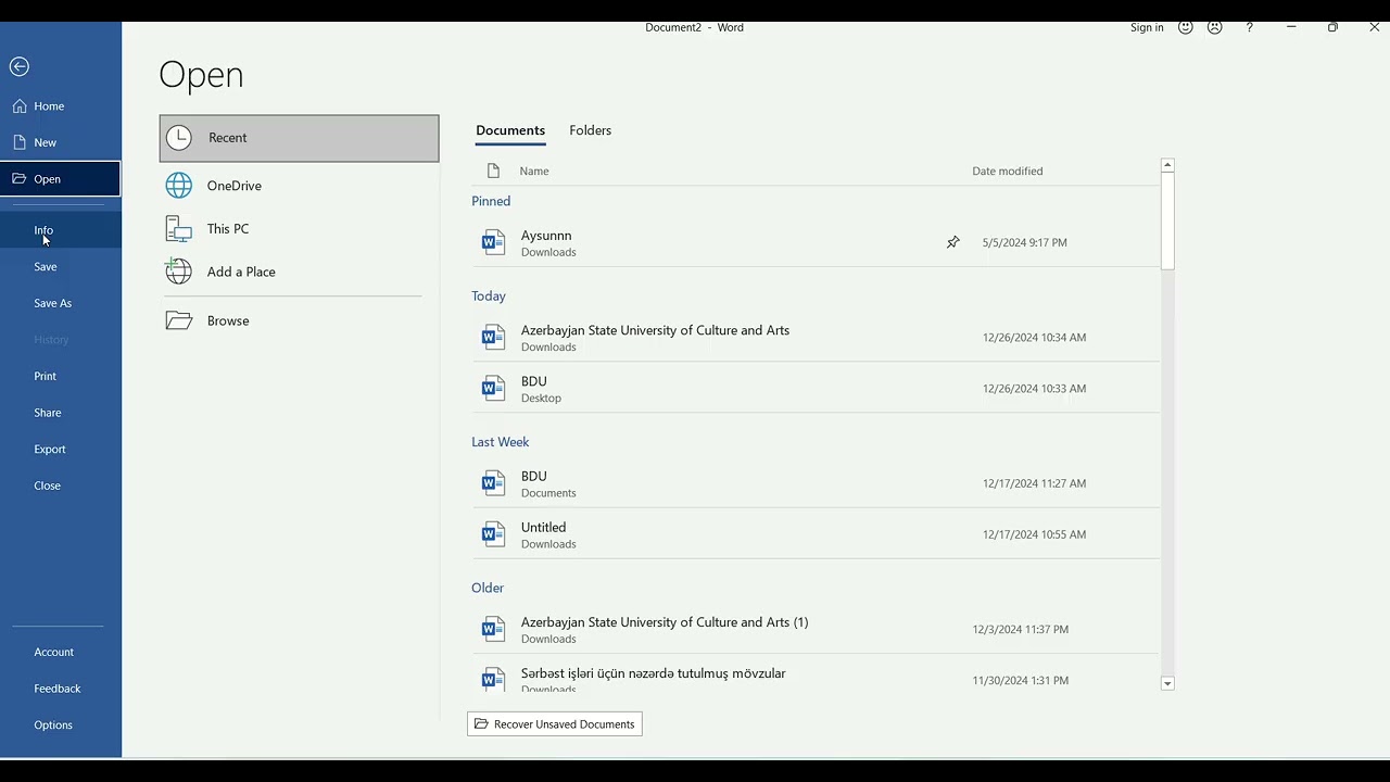 MS Word 2019. (File, Home tabları)