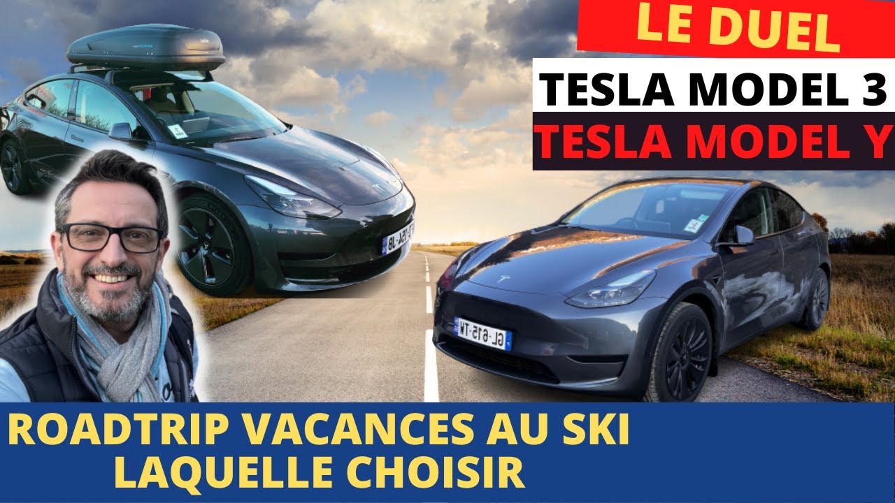 Duel TESLA MODEL 3 SR+ vs MODEL Y RWD: qui gagnera le duel des vacances à la montagne en famille