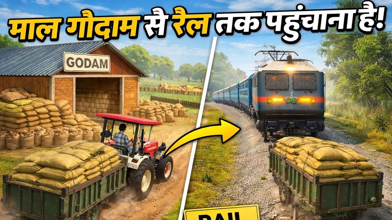 Train Ke Samne Tractor! 😱 माल गोदाम से रेल तक पहुंचाना है  #Indian vehicle games 36_30 AALE #36_30