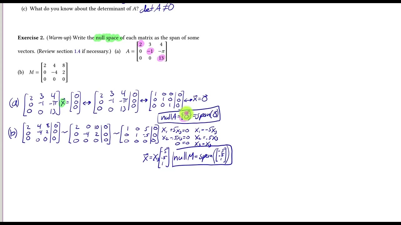 Linear Algebra 4.3 warm-up check