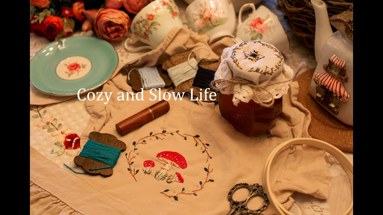 Daily and cozy routine | 🍄Mushroom Embroidery and Cooking | Slow Living