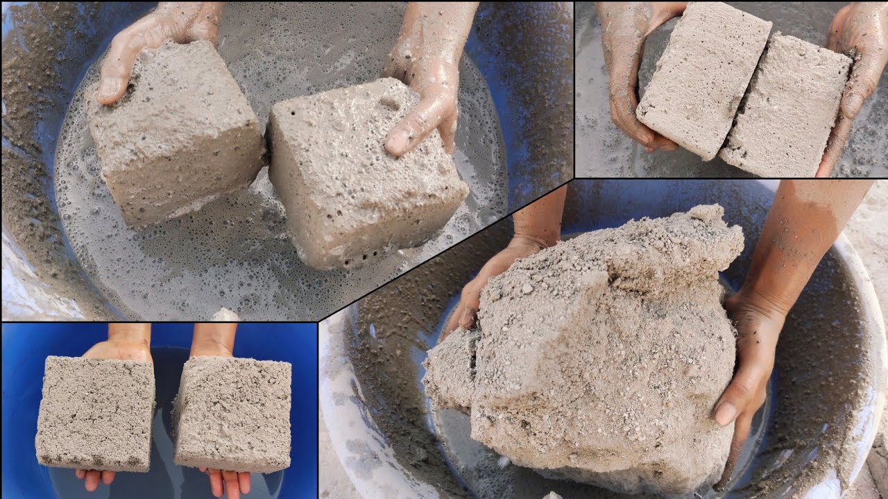 Asmr | Dust volcano 🌪 reused cement chunks shapes dry/water crumbling Satisfying | ASASMR |