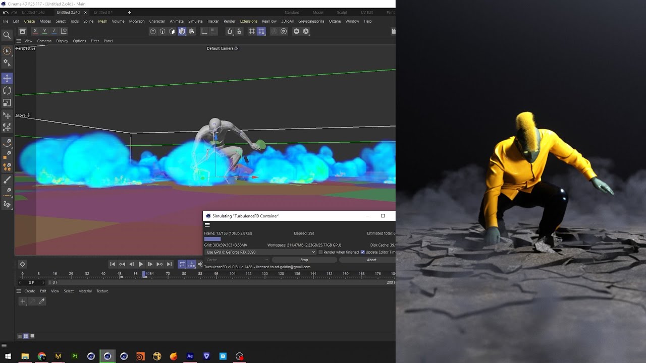 Cinema 4D Hero Landing Tutorial / Voronoi fracture / Turbulence FD Shockwave
