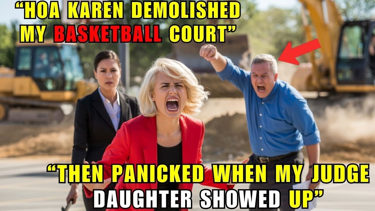 HOA Karen Demolished My Basketball Court — Then Panicked When My Daughter the Judge Showed Up