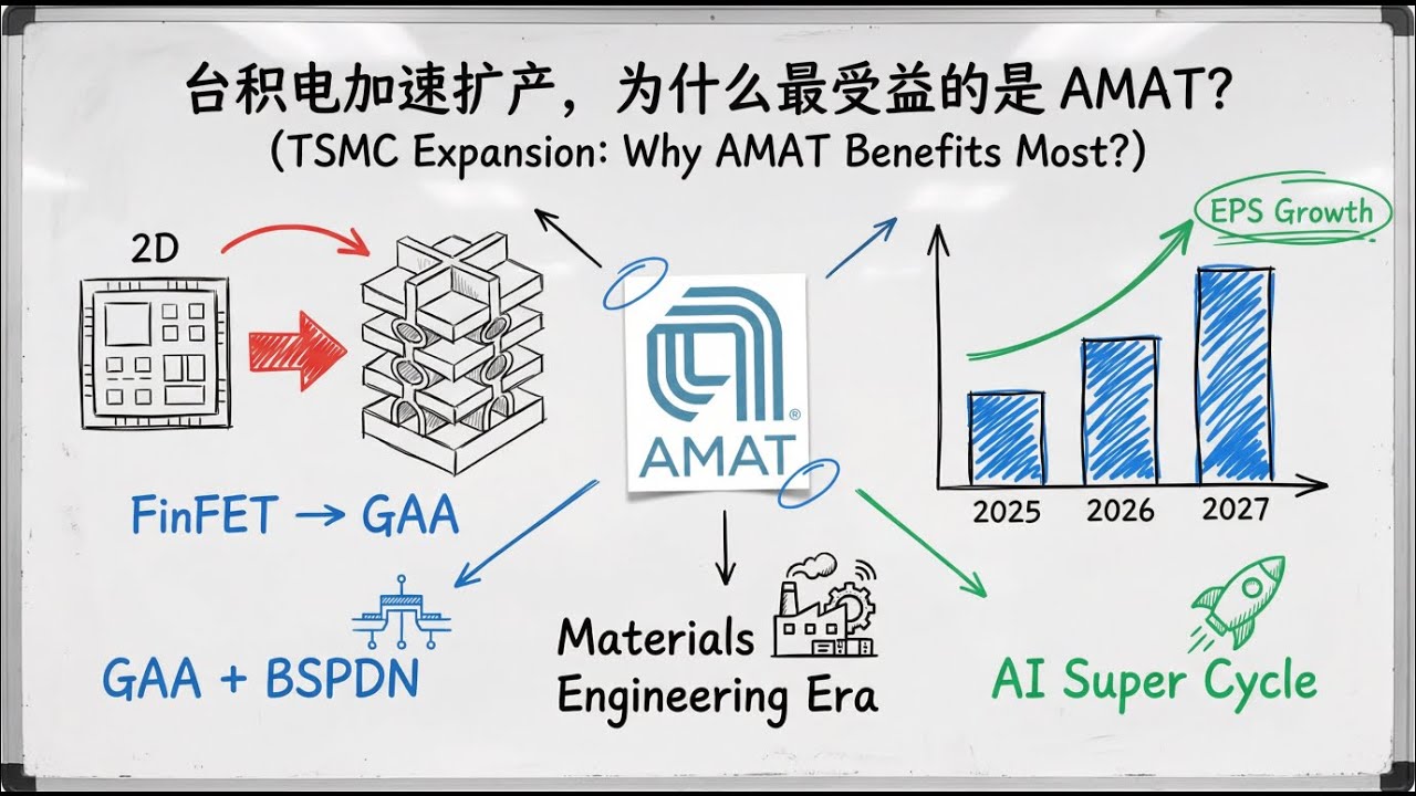 AMAT应用材料公司深度解析：台积电加速扩产为什么最受益的是AMAT？揭秘GAA和BSPDN背后的资本密集度转移