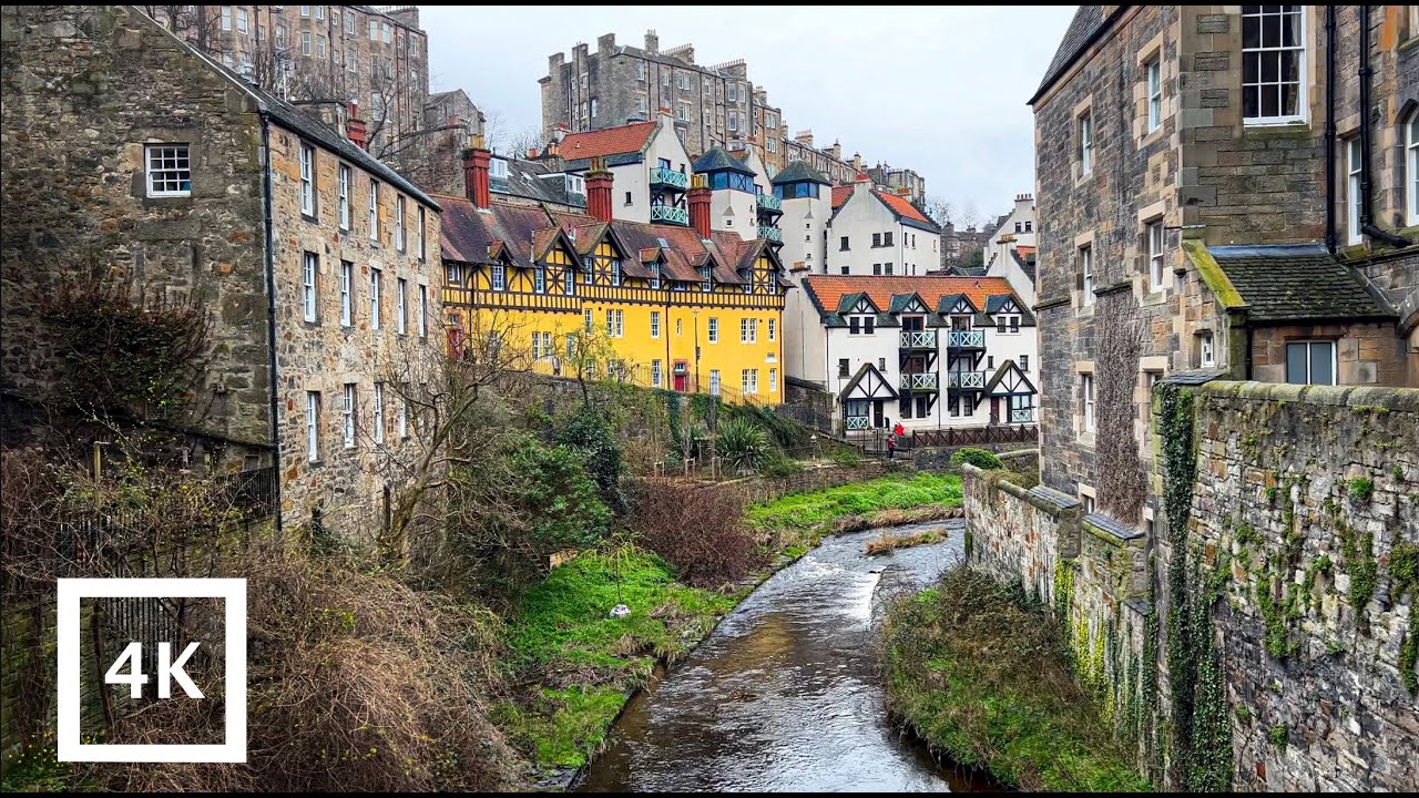 🏴󠁧󠁢󠁳󠁣󠁴󠁿 Scotland • Dean Village & Circus Lane walk in EDINBURGH 👟 [4K] virtual river walk