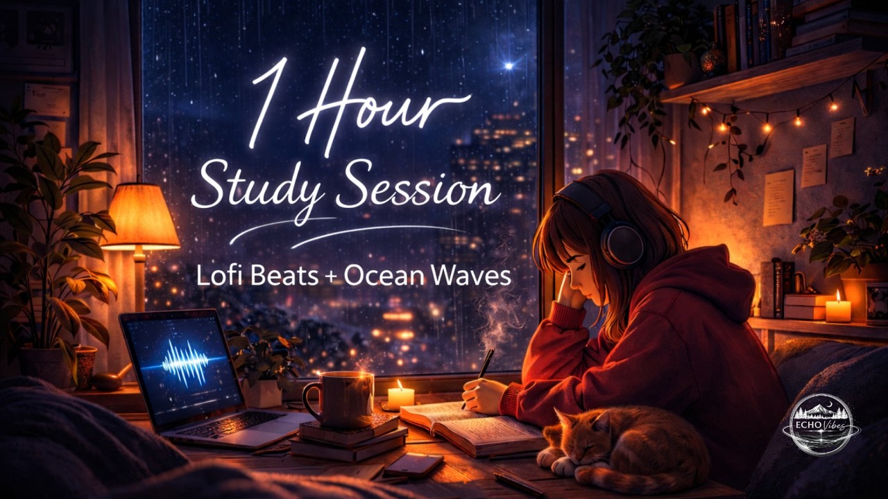 1 Hour Deep Focus Study 🌙 | Lofi Beats & Ocean Waves (Late Night Vibes + 4K)