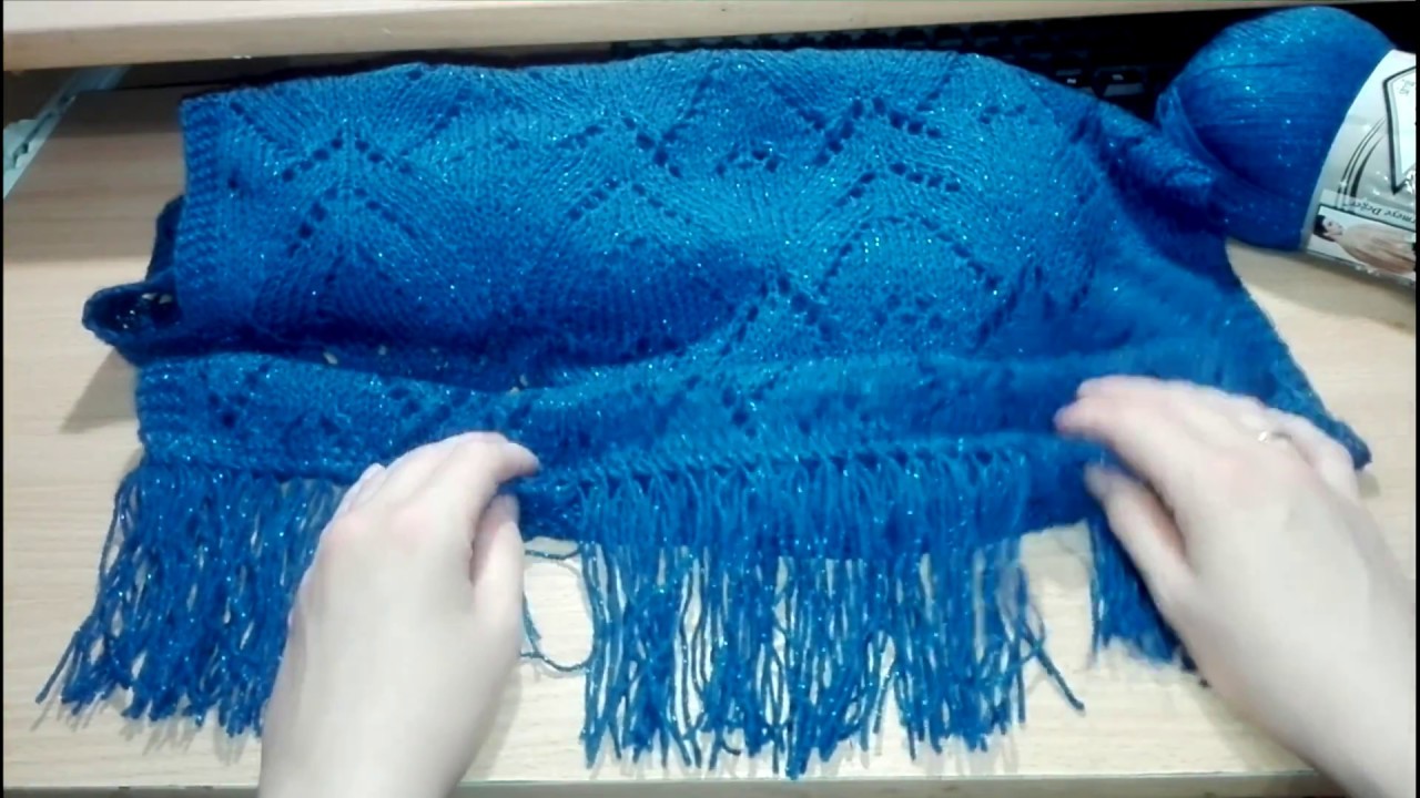 палантин спицами \ DIY \knitting\stole часть 1