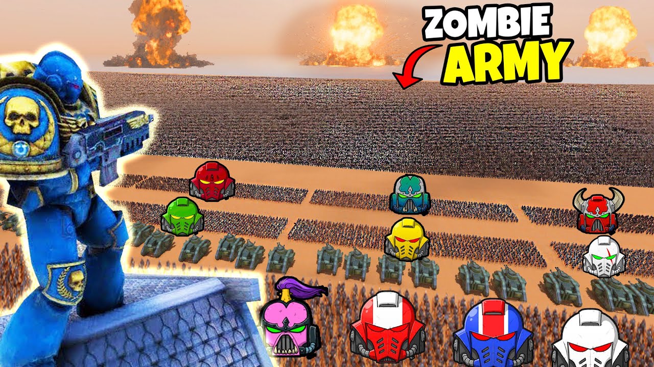 Can All SPACE MARINE Legions Hold BEACH vs 12 MILLION ZOMBIE ARMY?! - UEBS 2: Warhammer 40k Mod