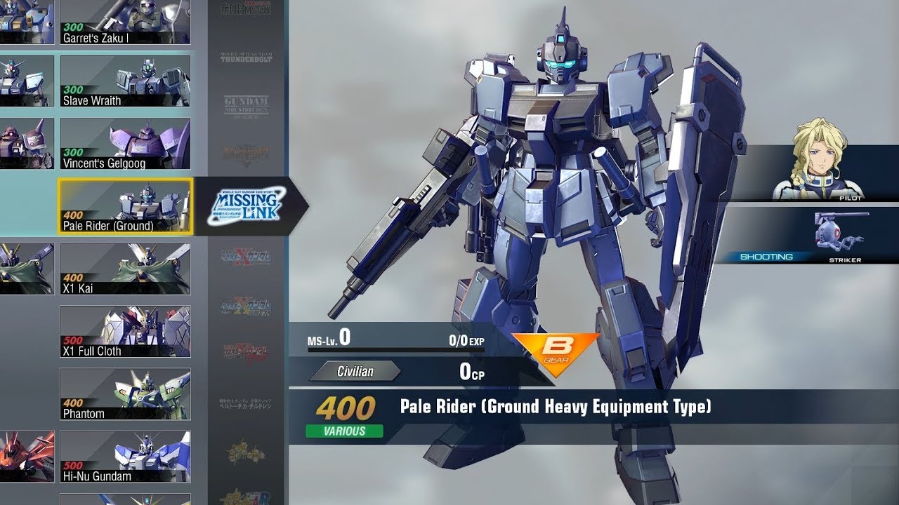 Gundam Versus Combo Guide - Pale Rider (Ground Heavy Equipment Type) [DLC]