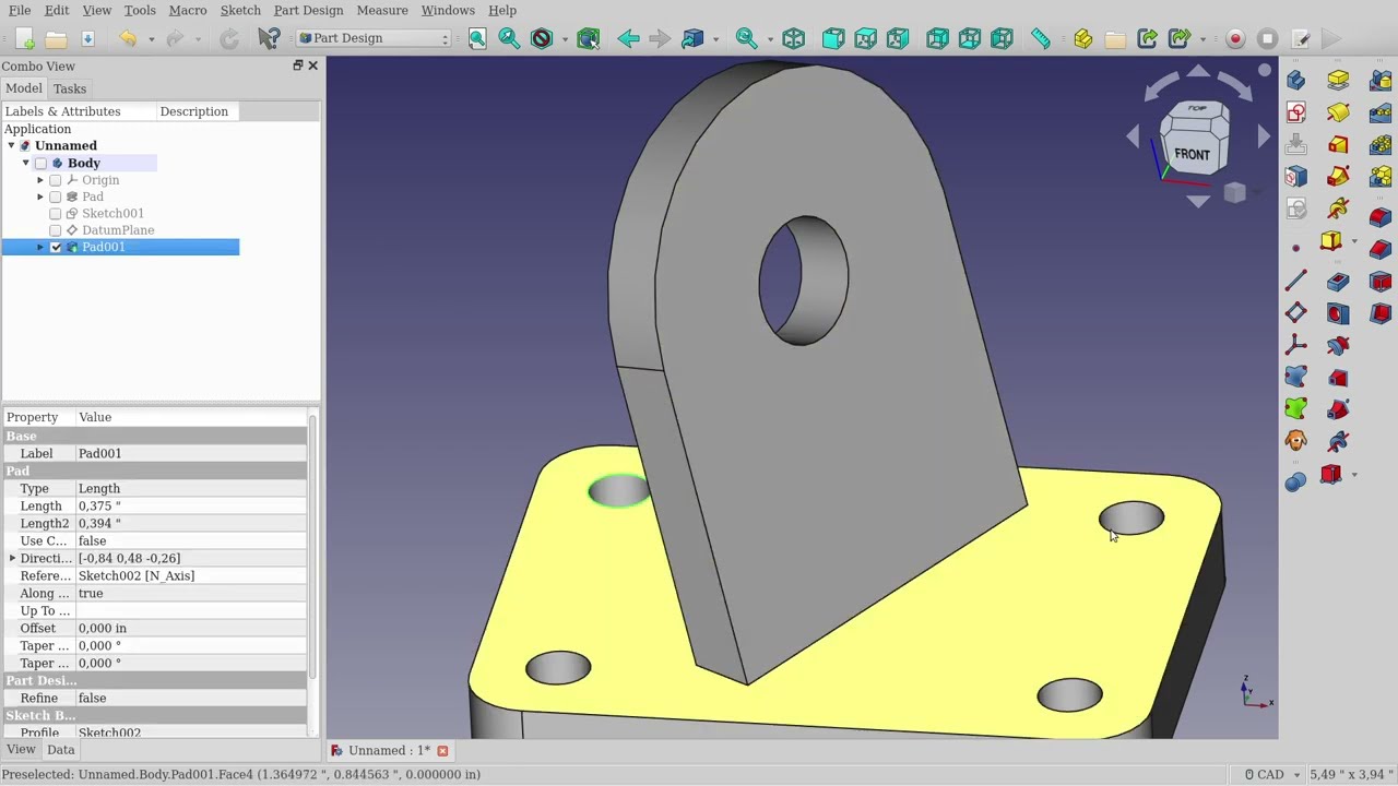 FreeCAD - Some kind of bracket, challenge by TooTallToby