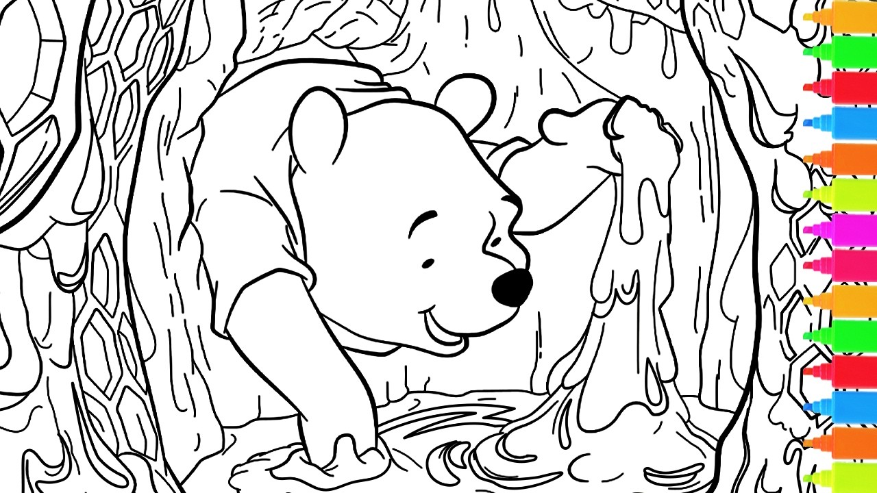 Coloring Disney Winnie the Pooh - Eeyore, Tigger, Piglet, Christopher Robin | Coloring Pages