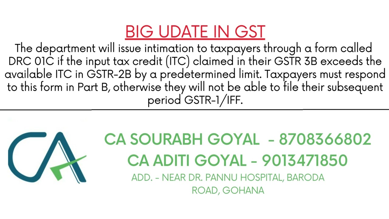 DRC01C Excess ITC in Gstr 3b