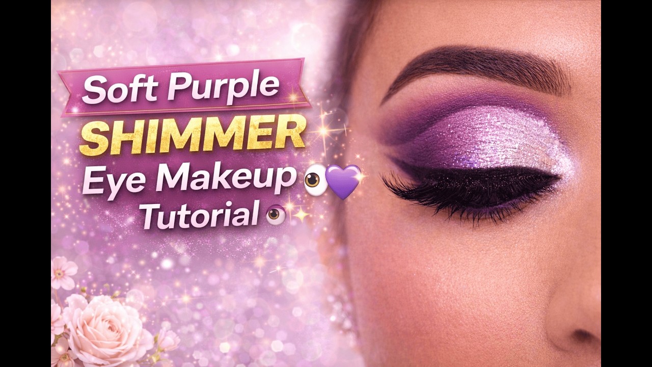 Soft Purple Shimmer Eye Makeup Tutorial 👁️💜✨|#makeuptutorial |#eyemakeuptutorial |#eyemakeuplooks