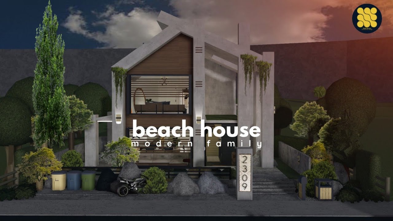 Modern Family Beach House Two-story|Bloxburg| | No Large Plot|