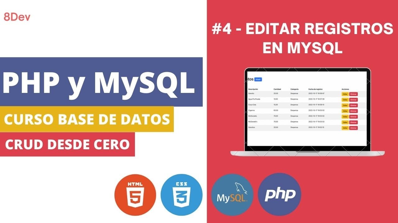 Editar registros con PHP y MySQL en menos de 10 minutos! 😱 - Sentencia UPDATE