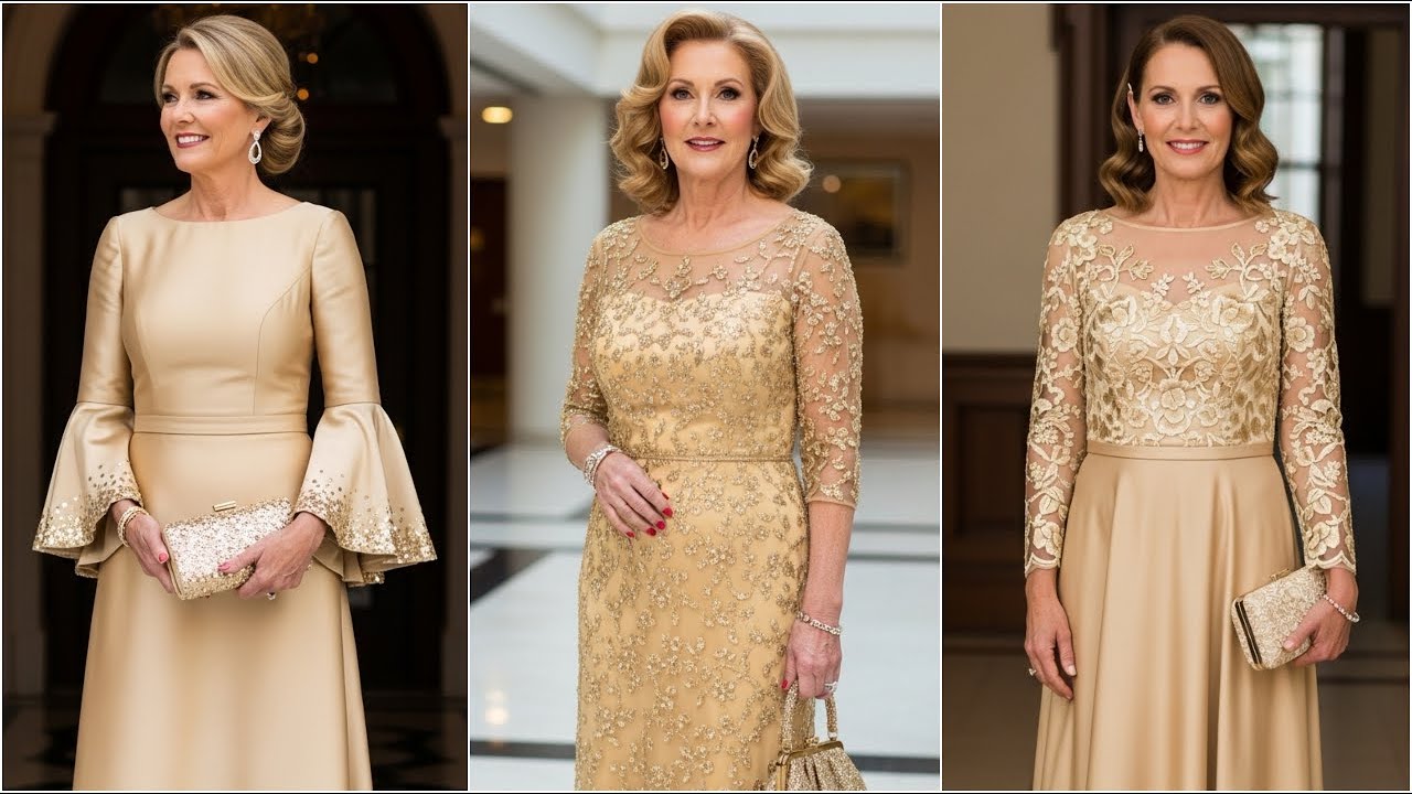 Gold Mother of the Bride Dresses 2025 | Elegant Golden Gowns for Bride&rsquo;s Mom | Wedding Dress Ideas