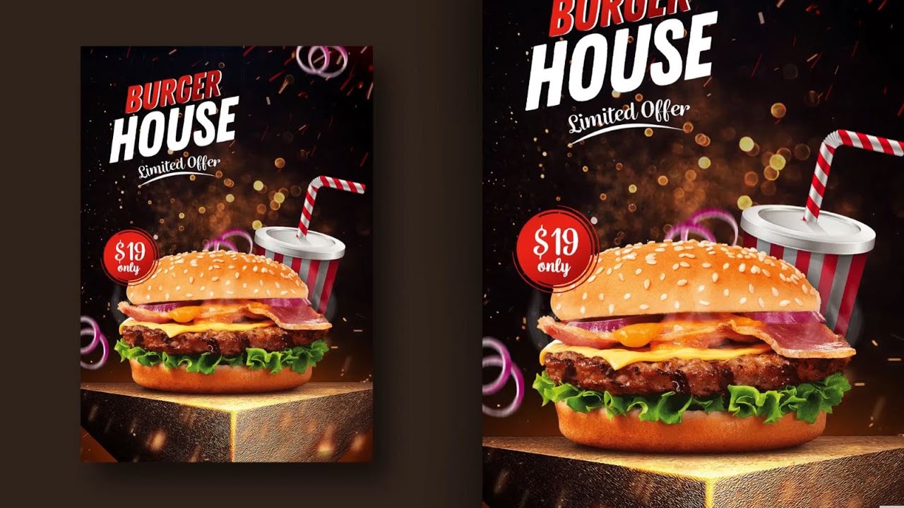 How to Create a Chicken Burger Poster Design | Photoshop Tutorial
