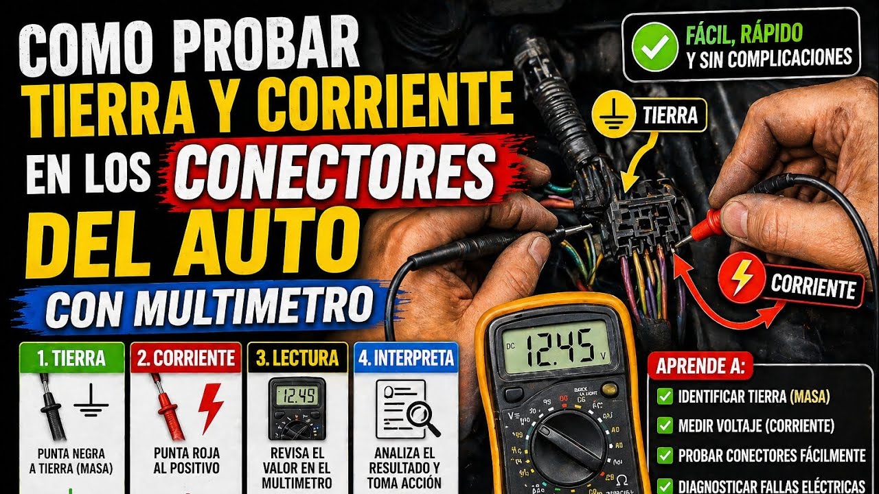 COMO PROBAR TIERRA Y CORRIENTE EN LOS CONECTORES DEL AUTO CON MULTIMETRO