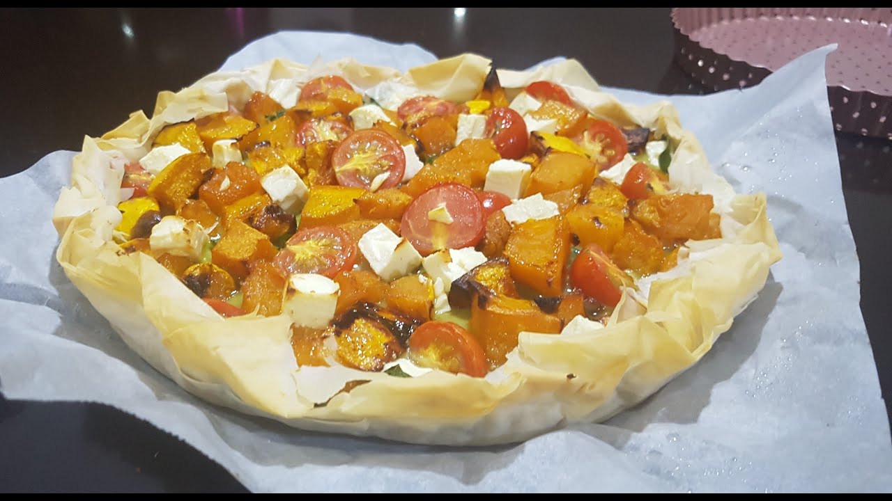 Pumpkin, Feta and Caramelised Onion Tart