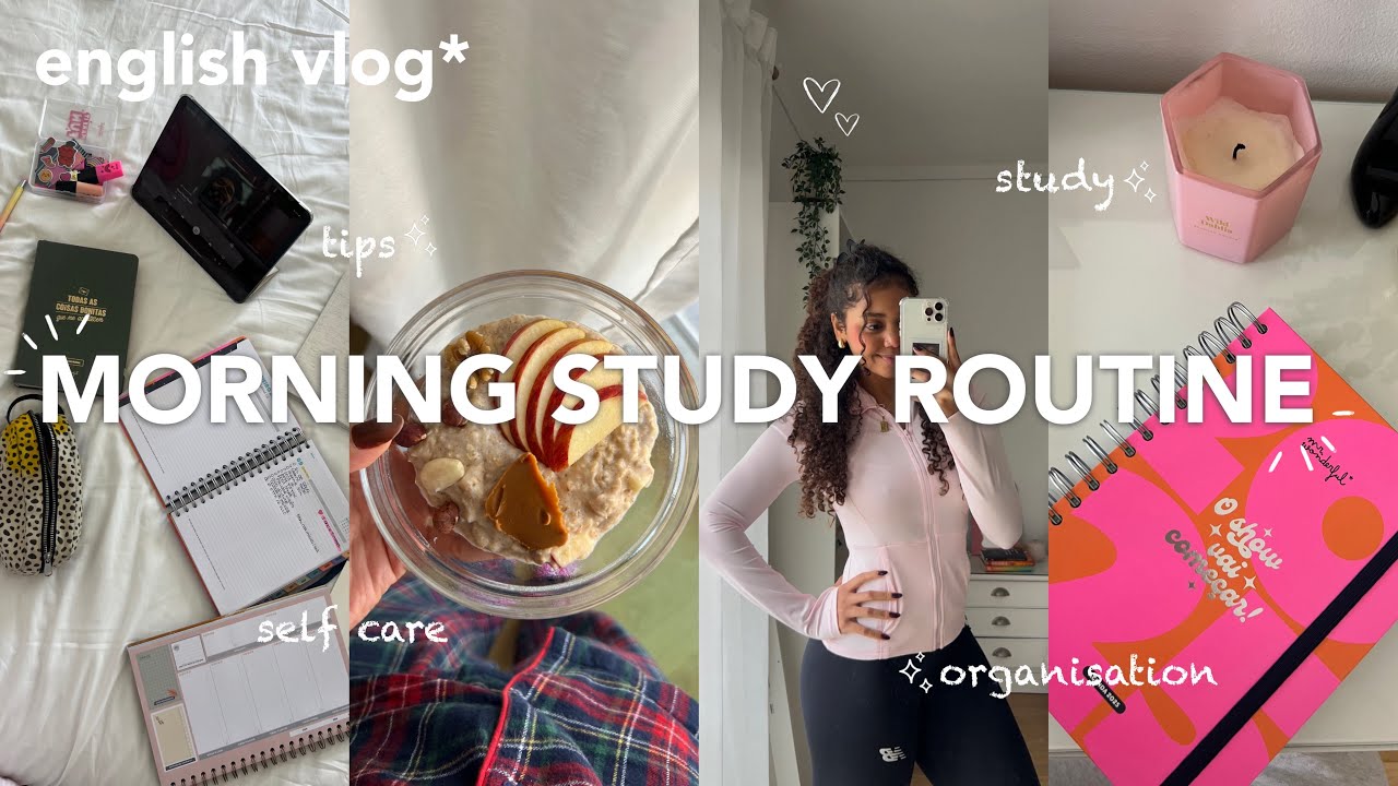vlog em INGLÊS: rotina de uma manhã de estudos (com legendas) | dicas, rotina, organização