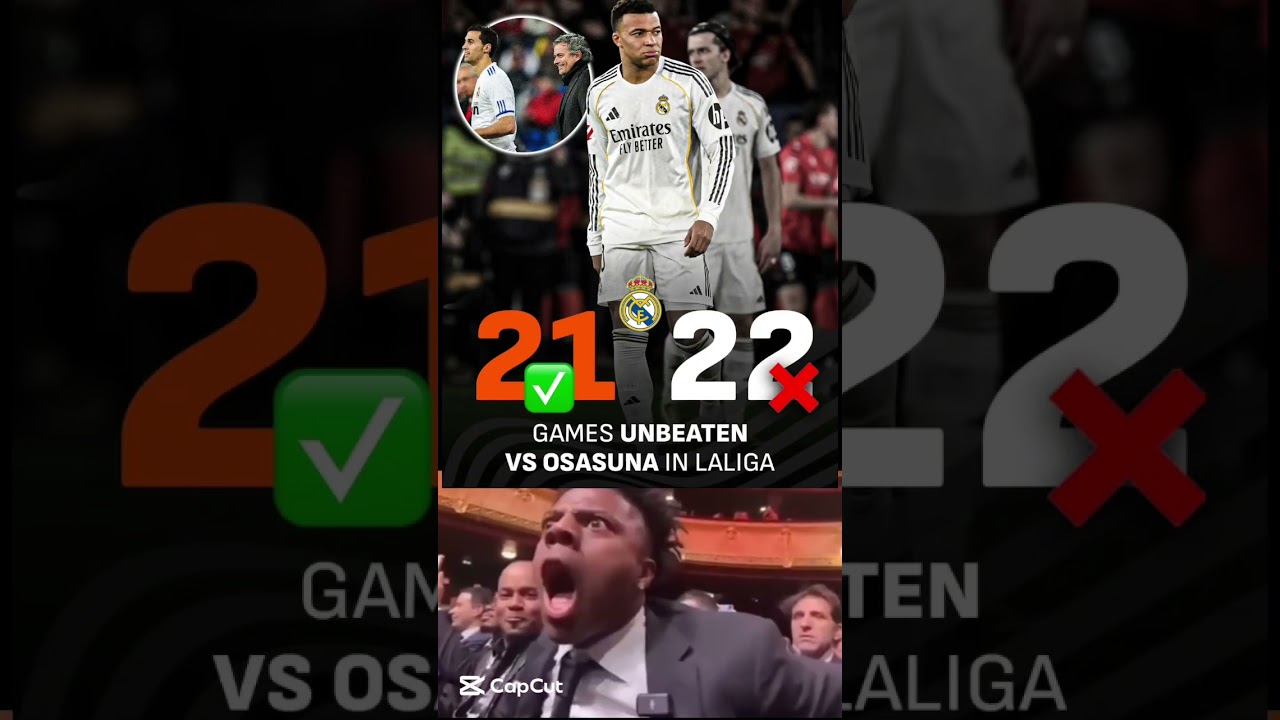 Real Madrid&rsquo;s unbeaten run 🆚 Osasuna is 𝙊𝙑𝙀𝙍 😵❌ #football