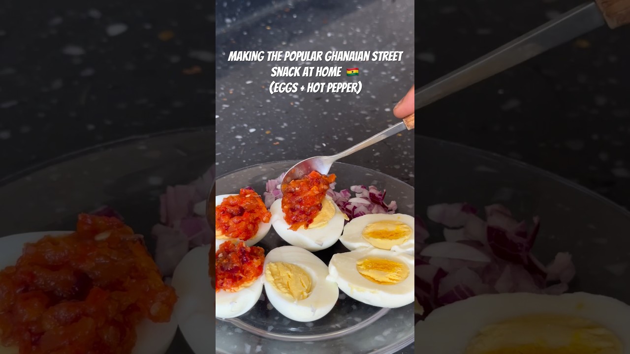 Hard boiled eggs paired with spicy  pepper is a popular street snack in Ghana! Will you try this?