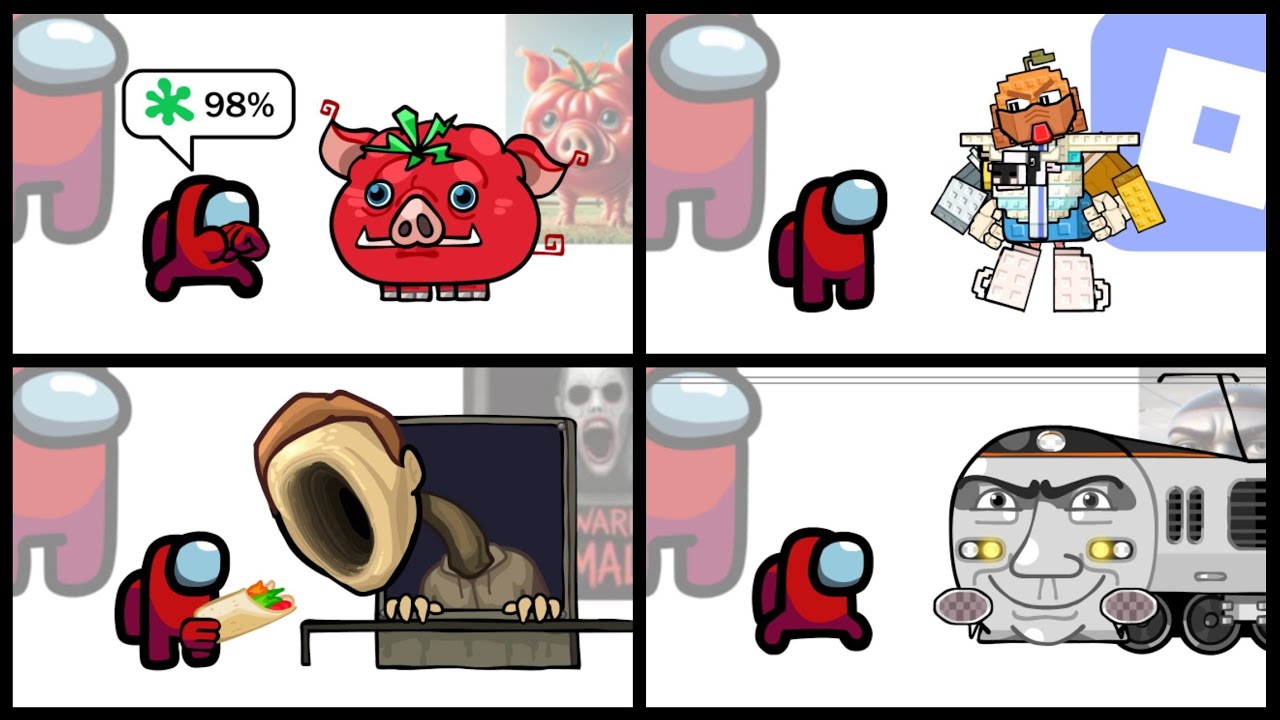 Mini Crewmate Kills Italian Brainrot Characters - Part 1-4 | Among Us