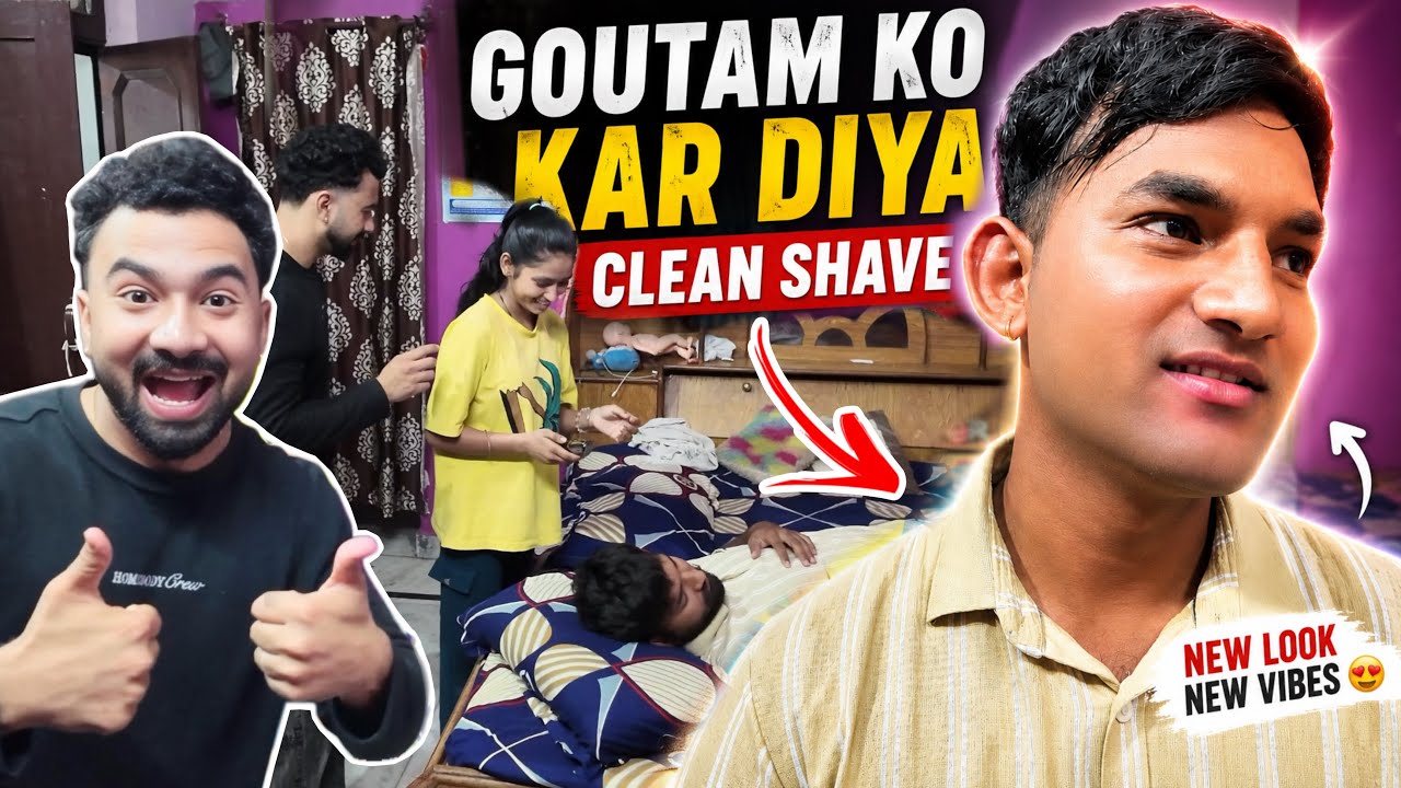 Aasna ne kiya goutam ko Clean shave 😆 || Jeet thakur pranks #couplepranks 