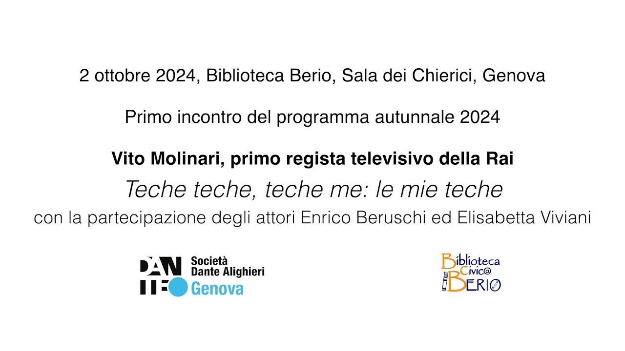 Incontro con Vito Molinari, primo regista televisivo della Rai.