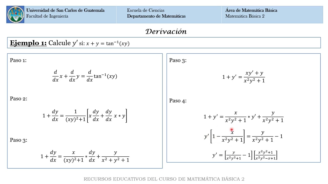 DERIVACIÓN IMPLÍCITA -Video Tema Clave Examen  MB2 - 076