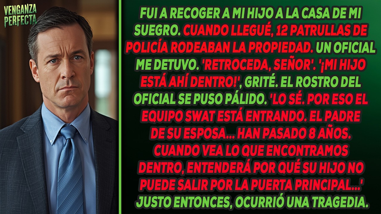 La policía rodeó la casa de mi suegro; un oficial me pidió que me alejara.