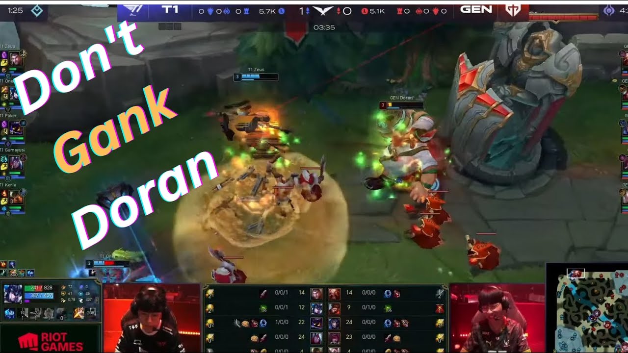 GEN Doran outplays T1 Oner Gank!