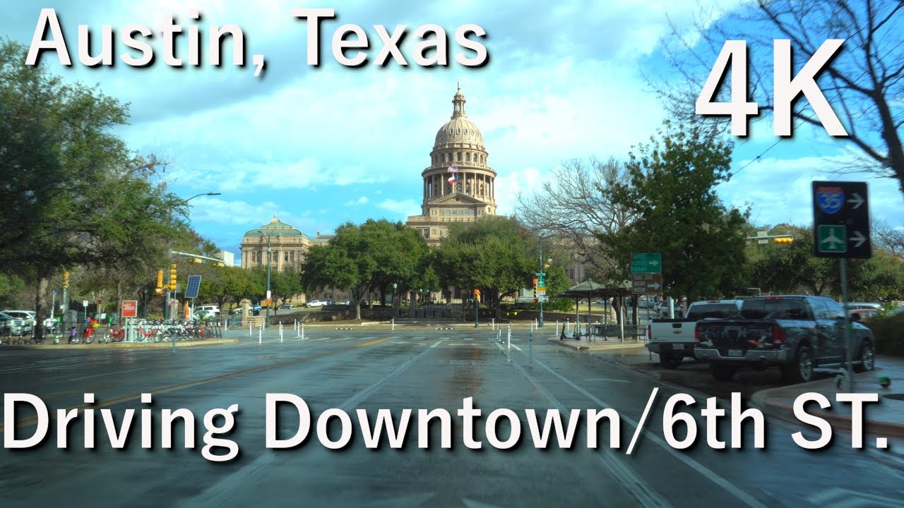 Austin, Texas - 4K - Come With US For A Relaxing Ride Driving Downtown On A Rainy Day [ASMR]