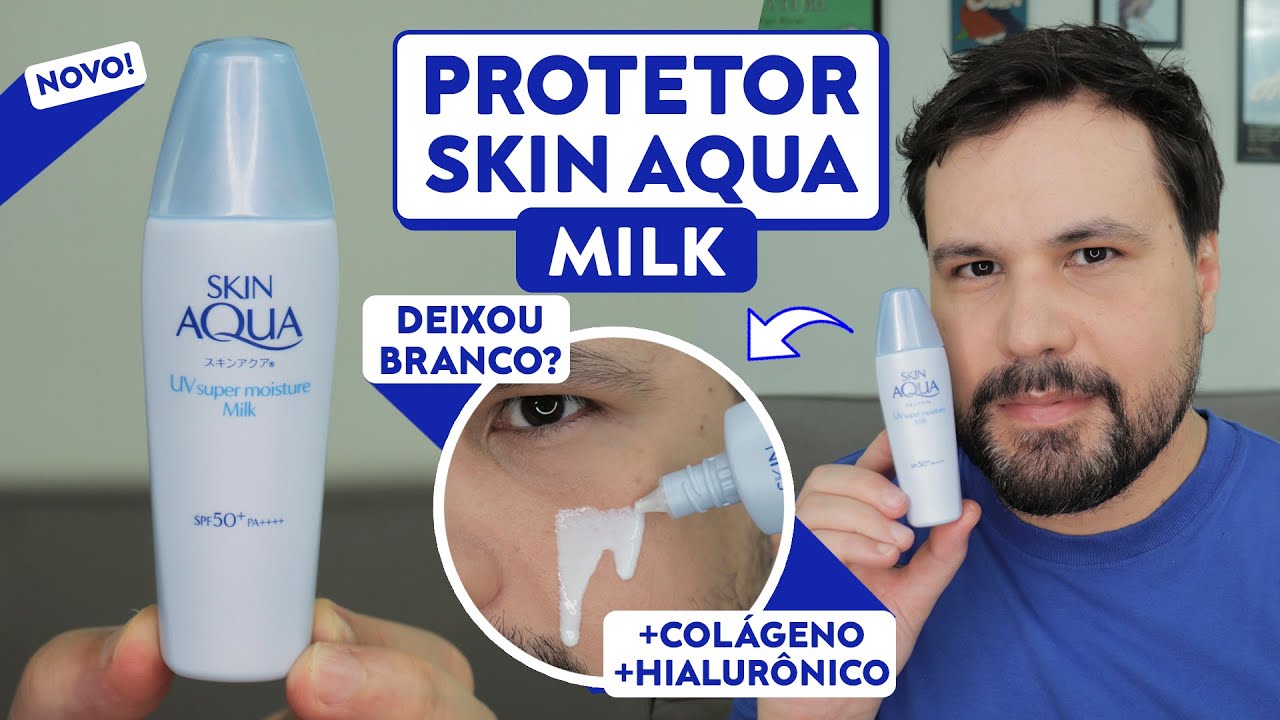SKIN AQUA MILK Protetor Solar UV Super Moisture Milk Resenha Rohto Mentholatum Hada Labo Novo