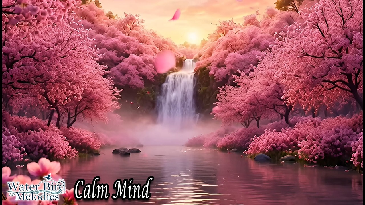 Pink Sakura Waterfall 🌸 Calm Mind Music for Stress Relief, Sleep & Deep Relaxation