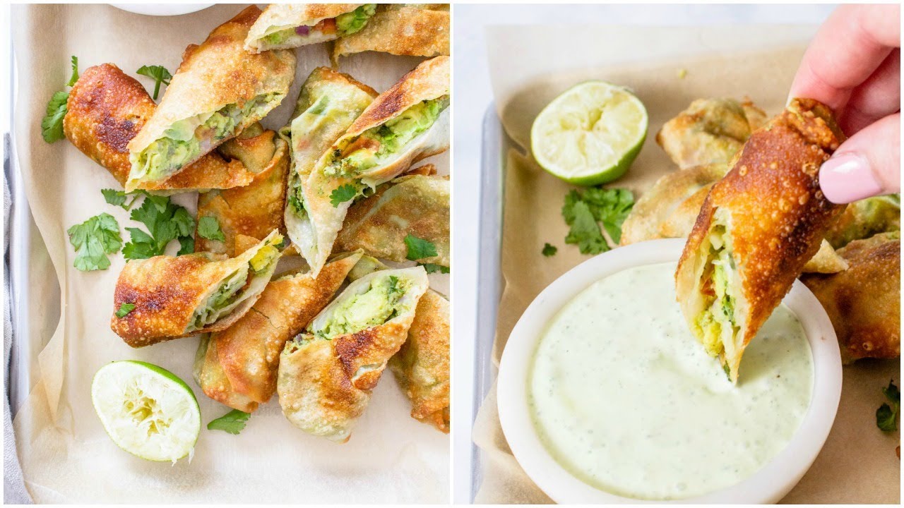 Avocado Egg Rolls with Vegan Cilantro Ranch | Vegan Party Snacks | This Savory Vegan