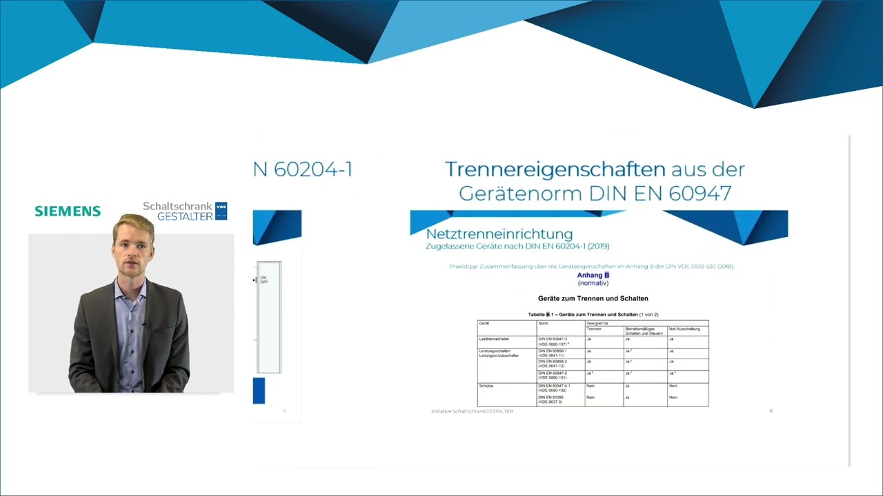 Netzanschluss und Netztrenneinrichtung. Schaltschrank Webinar Siemens 30.09.2021