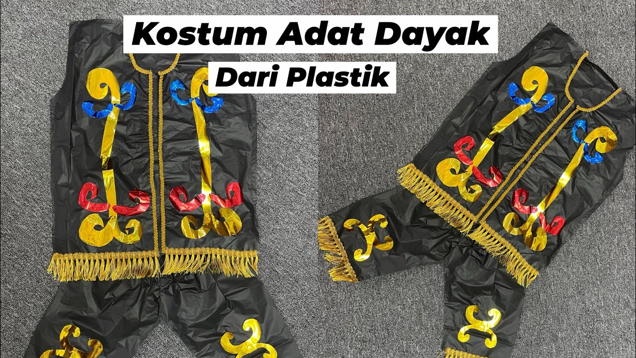 Tutorial kostum adat dayak dari plastik | kostum karnaval dari plastik | tigas P5