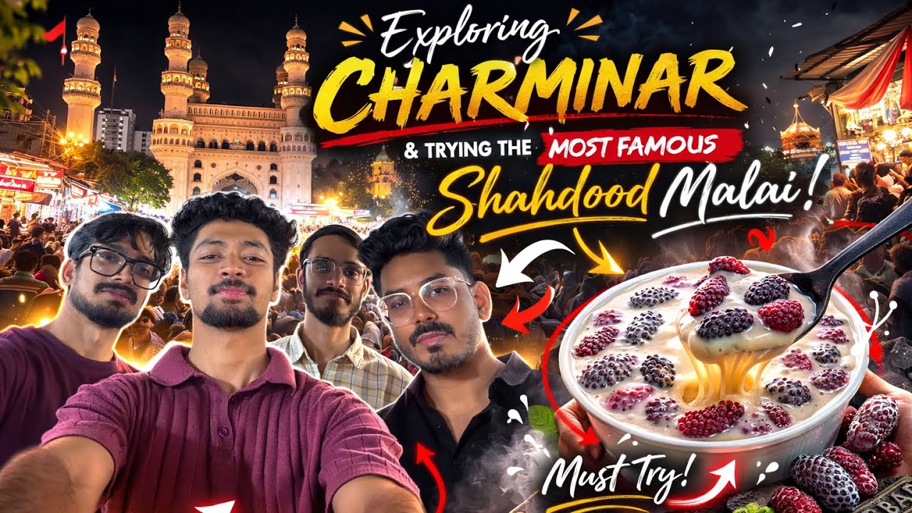 Charminar Hyderabad Night Vlog | Trying Famous Shahdood Malai 🤯 Hyderabad Street Food