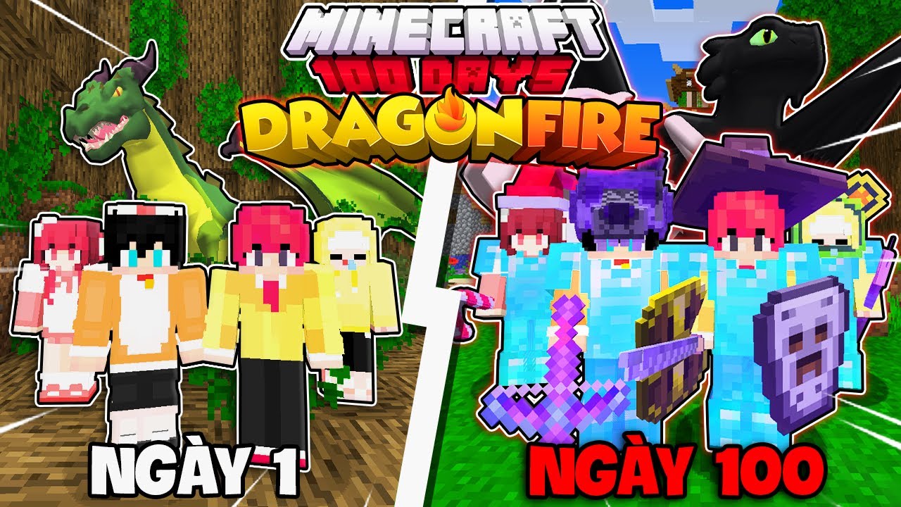 NGÁO TÓM TẮT 100 NGÀY BÍ KÍP LUYỆN RỒNG CÙNG HIHA VÀ SINH TỐ TEAM TRONG MINECRAFT 🐲😤