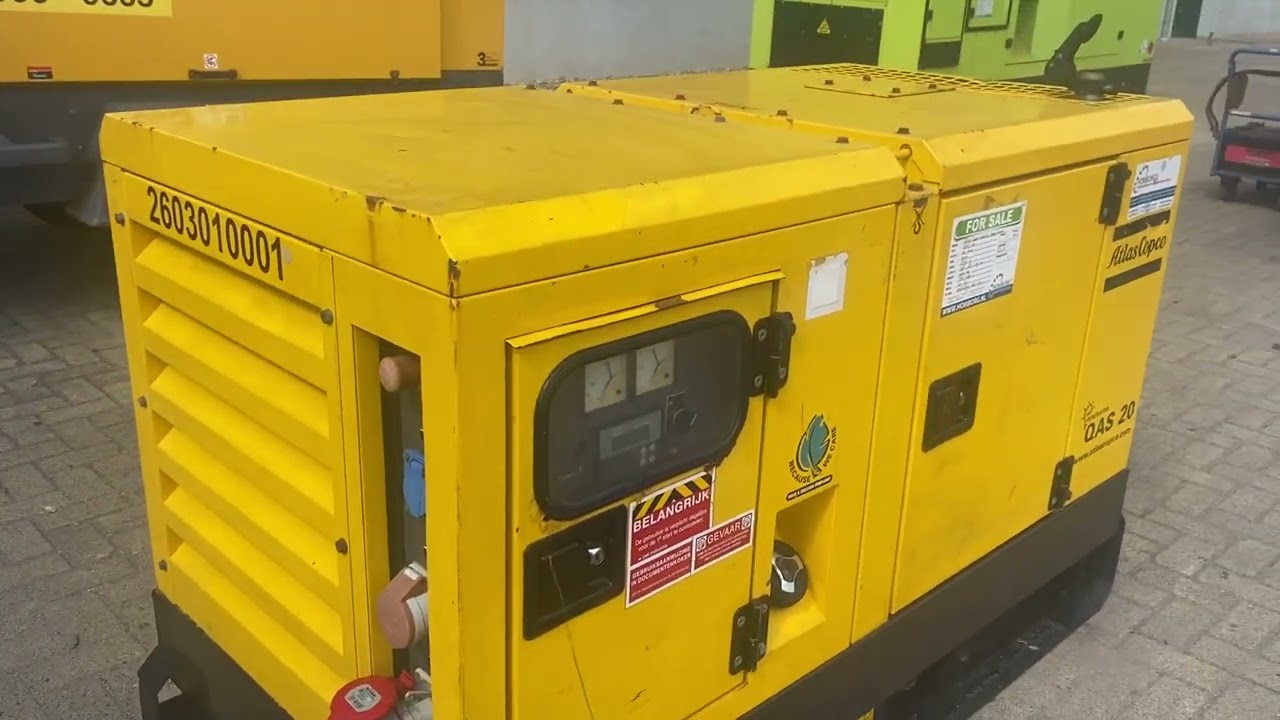 Atlas Copco QAS 20 Kubota Leroy Somer 20 kVA Supersilent generatorset stocknr 4894