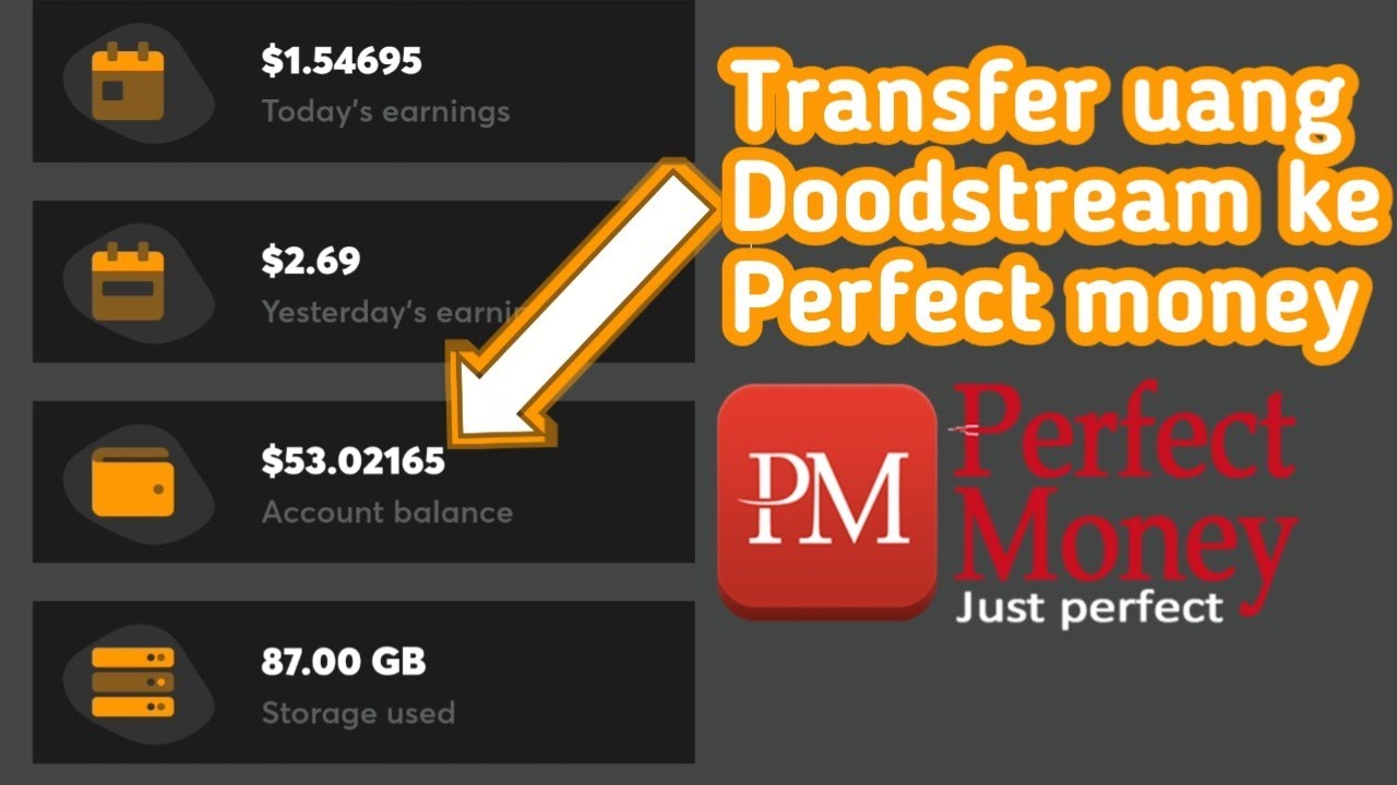 How to transfer money or doodstream balance to perfect money